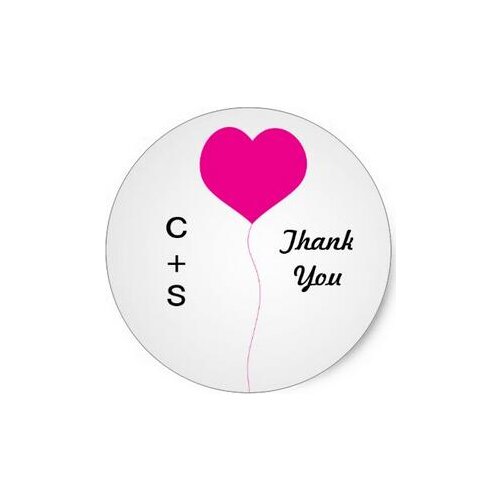 3.8cm Heart Balloon Thank You Stickers