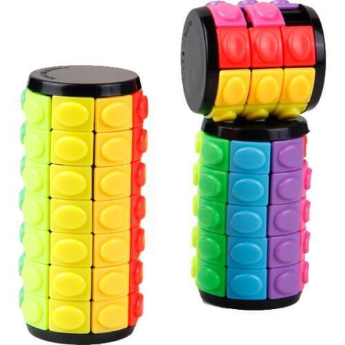 New 3D Rotate Slide Babylon Tower Stress Cube Puzzle Toy Cube Kids Adult Color Cylinder Sliding Puzzle Sensory Toy