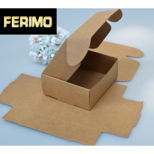 50pcs/lot 7*7*2.2cm recycled Kraft Jewelry Box,natural kraft box,handmade soap packaging box black