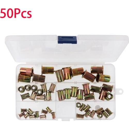 50pcs Mix Hollow Rivet Carbon Steel M4 M5 M6 M8 M10 Zinc Plated Threaded Rivet Metal Plates Tubes Fasteners Metalworking Tool