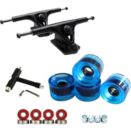 8inch Skateboard Trucks Bridge Hanger 4Pcs PU Wheels 8Pcs Bearing T Skateboard Tool Skateboard Wheel Combo for Longboard