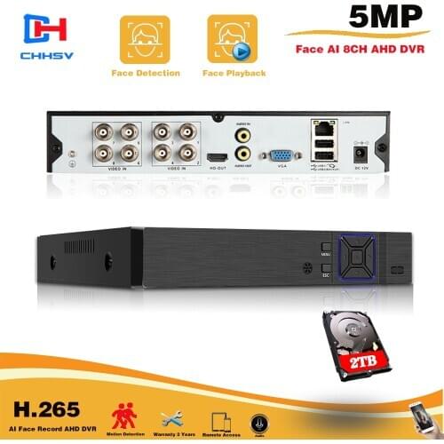 8 Channel AHD Video Recorder H.265 5MP 4MP 1080P 6 in 1 Hybrid DVR 8ch Wifi XVi TVi CVI IP NVR For Home CCTV Camera Surveillanc