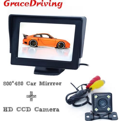 Auto Parking Assistance New LED Night Vision Car CCD Rear View Camera With 4.3 inch Color LCD Car Video HD Monitor Camera