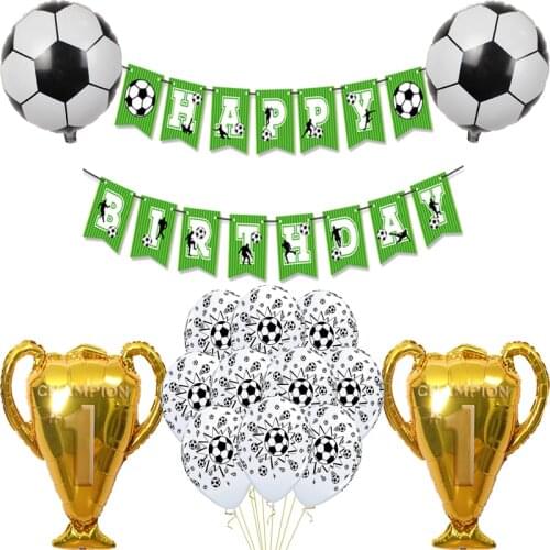 Champion Football Latex Foil Balloons Banner Soccer Club Sports Trophy Fans Ballons Boys Happy Birthday Party Decor Bunting Game