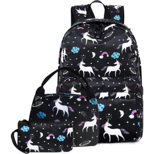 Children School Bags Teenagers Girls Printing unicorn Rucksack school Backpacks 3pcs/Set Mochila kids travel backpack Cute shoul