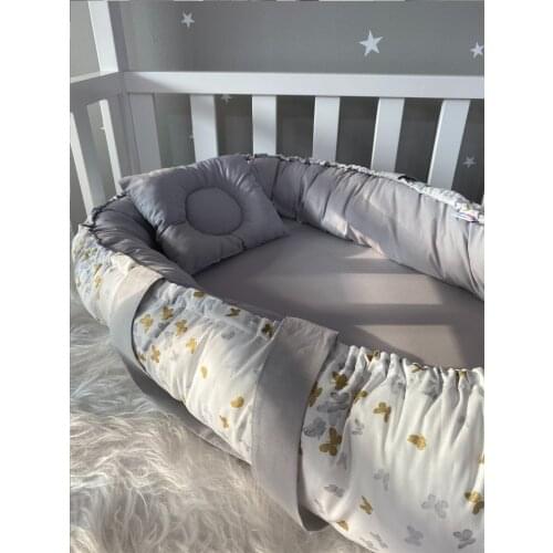 Jaju Baby Handmade, Gray Butterfly Pattern Luxe Design Babynest