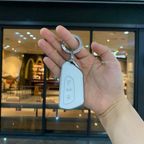 Gel Car Key Cover For VW Volkswagen Golf 8 Mk8 2020 Skoda Octavia 3 Buttons Smart Keyless Remote Control Cases Keychain Holder