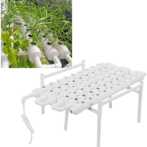Vegetable Hydroponic Grow Kit 1 Layer 54 Hole Plant Sites PVC Pipes Plant Growing System 100-240V