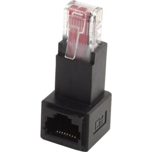 Jimier 90 Degree Down Angled 8P8C FTP STP UTP Cat 5e Male to Female Lan Ethernet Network Extension Adapter