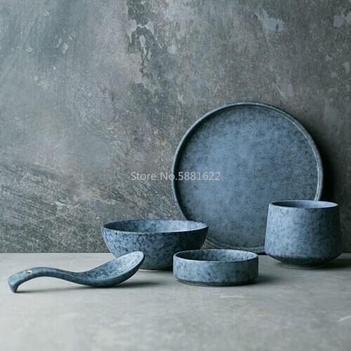 Looks Like Marble Western Style Ceramic Tableware Bowl Flat Plate Steak Sauce Dish Weidie Spoon Cup Home Dinnerware