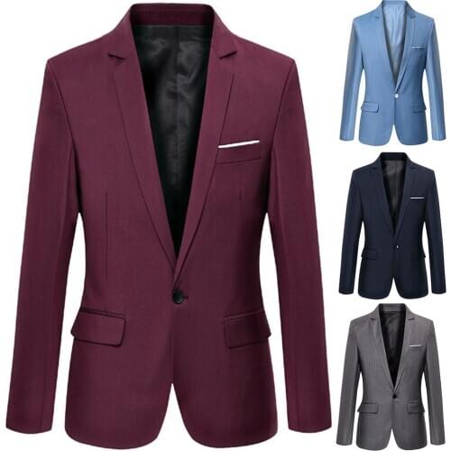 Men Business Blazers Spring Autumn Formal Mens Coat Male Fashion Solid Color Blazer Long Sleeve Lapel Slim