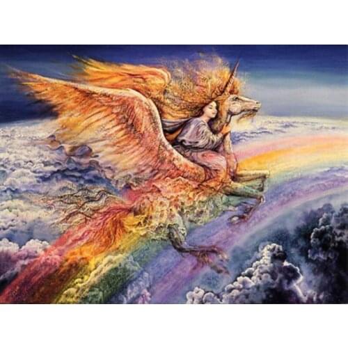 Full Drill Mosaic Round Diamond Painting Fantasy Fantasy beauty and unicorn Diamond Embroidery Kit Diamond Art Rhinestone