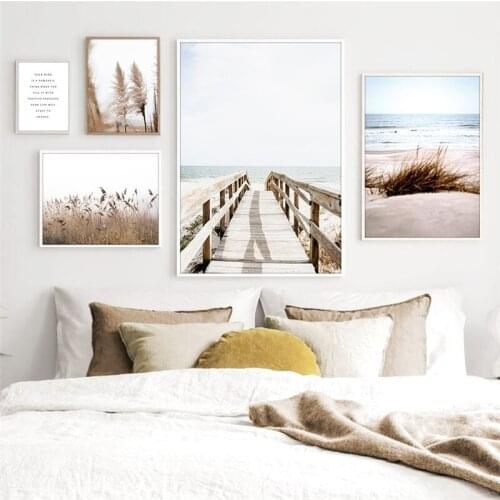 Home Lake Beach Wall Canvas Painting Nordic Landscape Art Poster Bridge Wall Print Pictures For Living Room Home Decor TB132