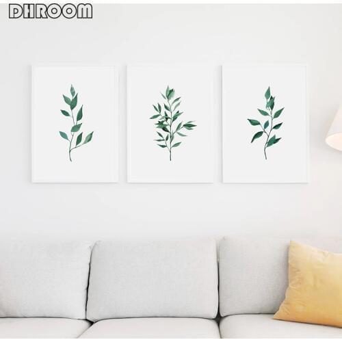 Watercolor Fern Wall Art Canvas Posters Prints Italian Ruscus Paintings Green Leaf Wall Picture for Living Room Botanical Decor