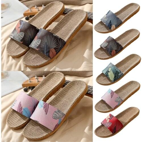 New Simple Fashion Women Slippers Hotel Travel Portable Men Flax Slippers Home Guest Indoor Linen Men Slippers Sandalias