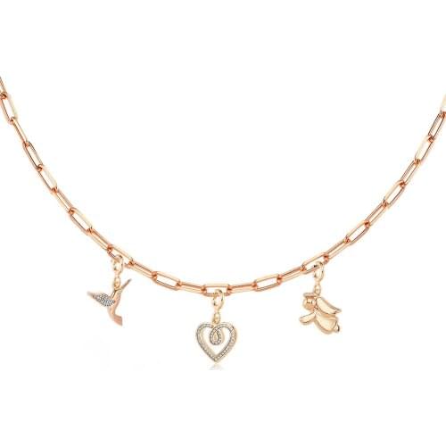 Valori Jewels Assorted Symbols, Zirconia Gemstone, Rose Gold Plated, Sterling Silver Charm Necklace