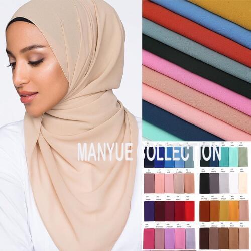 10pcs/lot Plain Bubble Chiffon Hijab Scarf Women Long Shawls and Wraps Head Scarf Femme Solid Color Muslim Hijabs Scarves