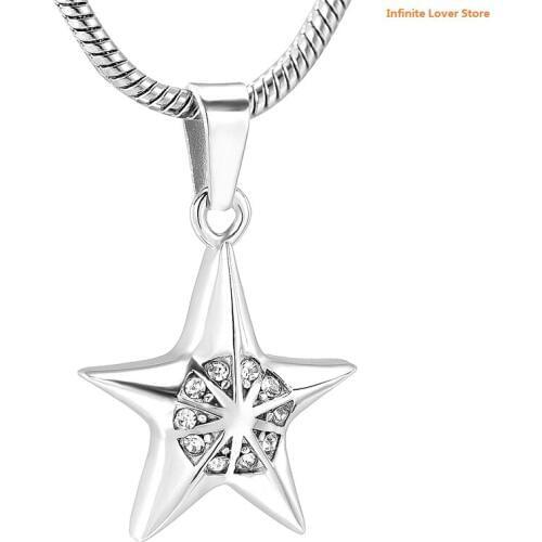 IJD10927 Five Point Star Keepsake Pendant Cremation Jewelry Urn Memorialize Your Loved One and Keep Them Close To Heart