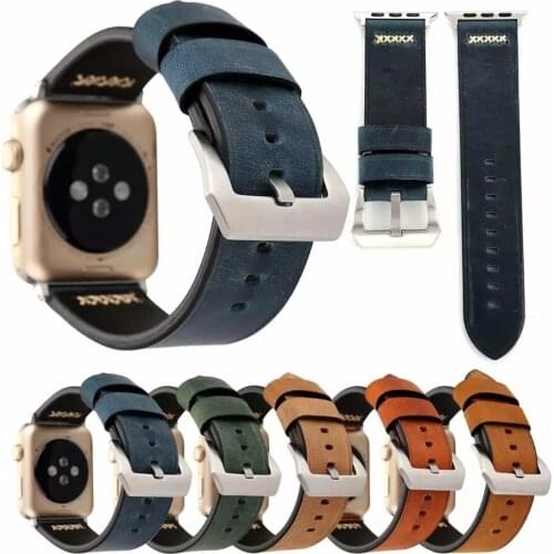 Good Quality Genuine Leather Watchband For Apple Watch 6 5 4 3 2 1 SE Retro Watch Band Strap For iWatch 44mm 40mm 42mm 38mm Belt