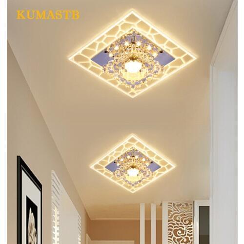 Modern Square Crystal Ceiling Lamp LED Aisle Lights Acrylic Corridor Entrance Balcony Dining Room Ceiling LED Lighting