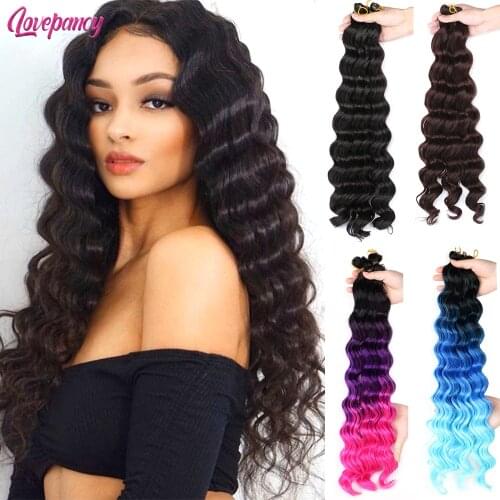 Deep Wave Twist Crochet Hair Synthetic Braiding Hair Curl Wave Extensions For Women Brown Blonde Ombre Hair Lovepancy 22 Inch