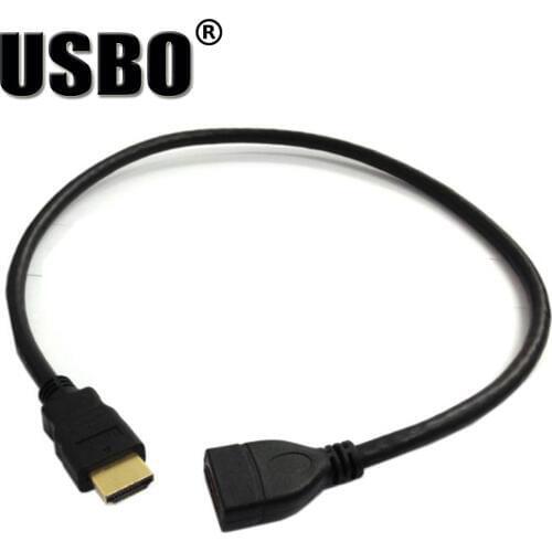 High quality black gold-plated 0.5M HDMI HDTV transfer line high speed HDMI male to female docking adiuo video extension cable