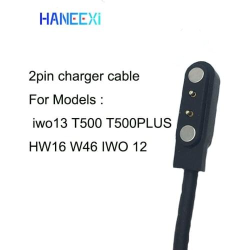 High quality 80cm length 2Pin Magnetic Charging chargers data Cable For iwo13 T500 T500PLUS HW16 W46 IWO 12 Smart watch Charger