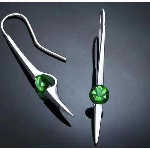 Jewelry Earrings Brinco Handmade Simple Long Ear Pin Minimalist Vintage Jewelry Oorbellen Green Stone Earring for Women O3M093