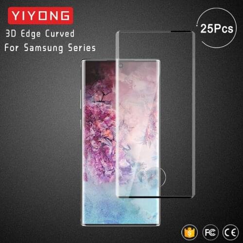 25Pcs/Lot YIYONG 3D Curved Edge Tempered Glass For Samsung Galaxy S21 Ultra S20 FE Screen Protector For Samsung Note 20 S10 Plus