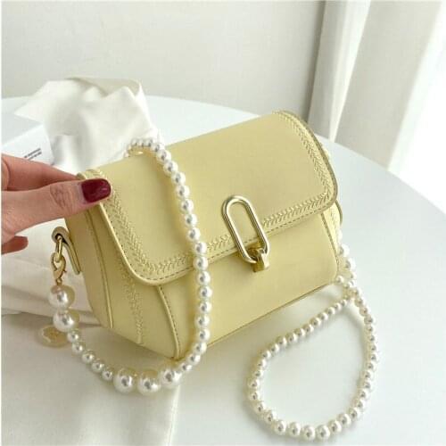 Pearl chain bag female summer 2021 new trendy fashion messenger bag high-quality small square bag
