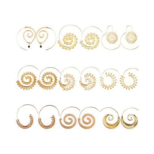 New fashionExaggerated variety of spiral spiral rhinestone gear earrings For Women girl Accessories jewelry wholesale