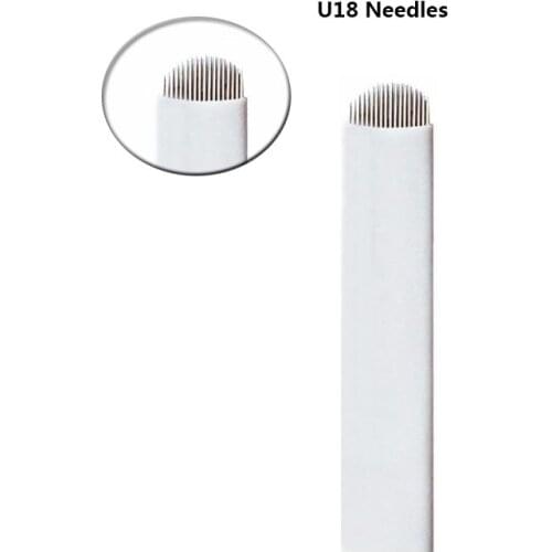 100pcs 0.2mm or 0.25mm Lamina Tebori U 18 Microblading Pin Tattoo Needles Permanent Makeup Eyebrow Embroidery Blade Manual Pen