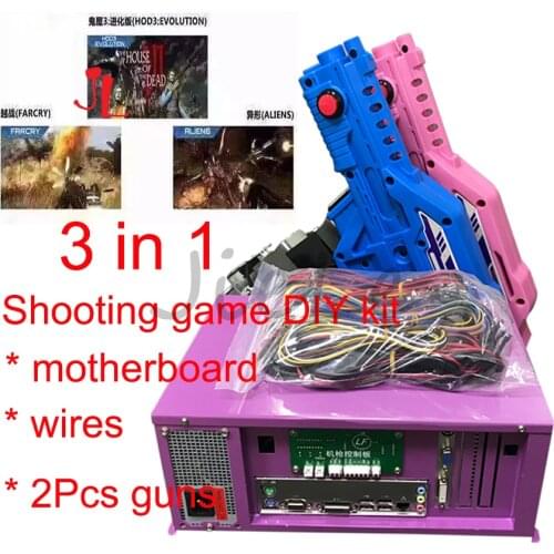 3 In 1 Aliens, Farcry, The House of The Dead 3 Motherboard Shooting Guns Arcade Kit for DIY Simulator Shooting Game Machine