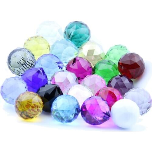 30pcs/lot mixed color 20MM Crystal Faceted Prism Ball Crystal Prism Ball Home Decoration