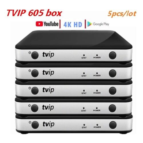 5PCS/Lot Linux Android tv box TVIP 605 4K 2.4G/5G WiFi Quad Core Smart Linux box Tvip Box tvip605 Dual System v.605 H2.65 Tv box