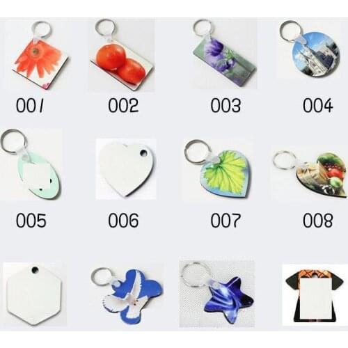 500pcs Blank Sublimation MDF Key Rings Tags Keychain 20 Shapes For Choice DIY Gift Sublimation Transfer Two sides can Print SN