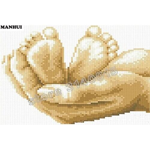 DIY 5D Diamond Mosaic Diamond Painting Cross Stitch Hands and feet Diamonds Embroidery Square Drill Home Decoration BAC040
