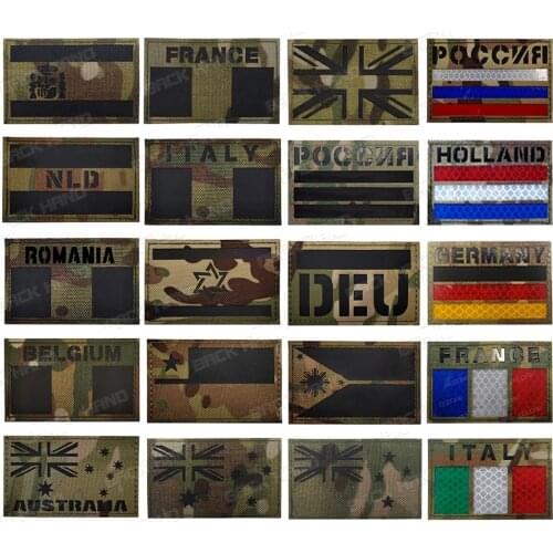 America France Spain britain Russia NL Germany Italy Canada Israel IR Infrared Reflective flag Patch Multicam Velcros Patches