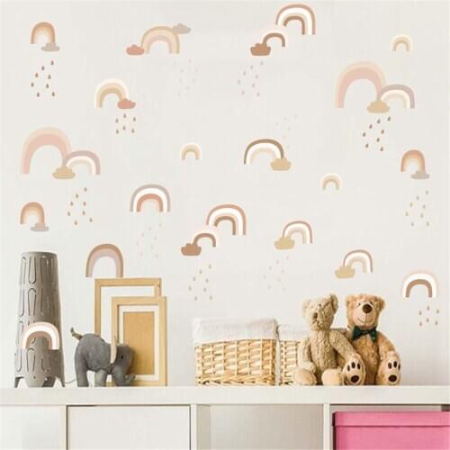 BalleenShiny Watercolor Rainbow Raindrop DIY Wall Sticker Lovely Children Room Decoration Adhesive TV Sofa Background Decals