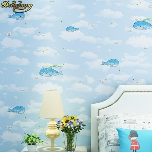 Beibehang Modern British cartoon whale wallpaper for children room 3D boys girls bedroom wallpaper living room home improvement