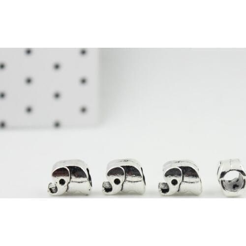 Bell Antique sliver Metal Alloy Elephant Beads Big Hole Beads Findings 30pcs/lot ZA1439