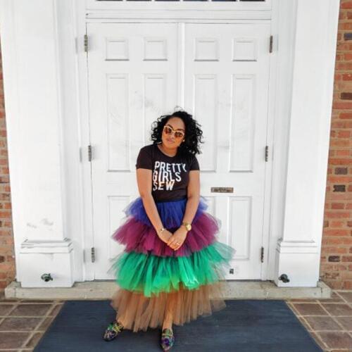 Elegant Mix Colors Tulle Long Skirts Chic Layered Tutu Mixed Tones Long Maxi Skirt Prom Formal Skirt Custom Fashion Tulle Saia