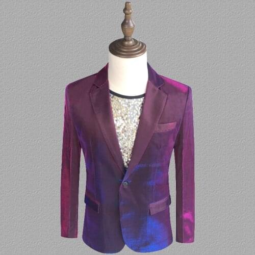 Purple blazer men suits designs jacket mens stage costumes for singers clothes dance star style dress punk rock masculino homme