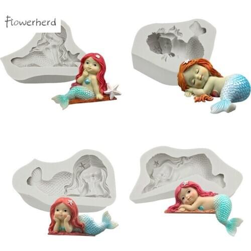 Mermaid Fondant Mold Chocolate Cake Decoration Mold Cake Baking Mold Handmade Soap Silicone Mold 3d Candle Mold Pastry Tools