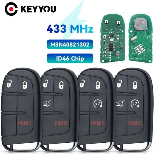 KEYYOU 433MHz Car Remote Key 4 Buttons For Jeep Renegade Grand Cherokee Ram Compass 2014-2017 Fob M3N-40821302 M3N40821302