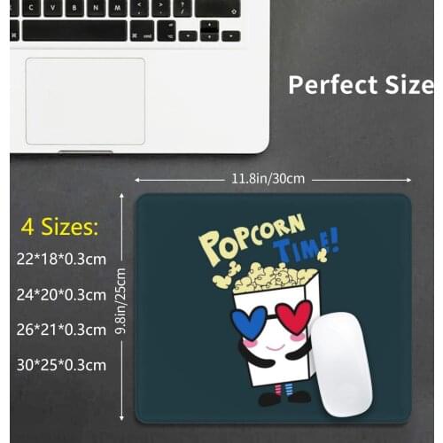 Popcorn Time Mouse Pad DIY Print Popcorn Movie Cinema Movies Film Food Corn Cute Snack White Movie Time