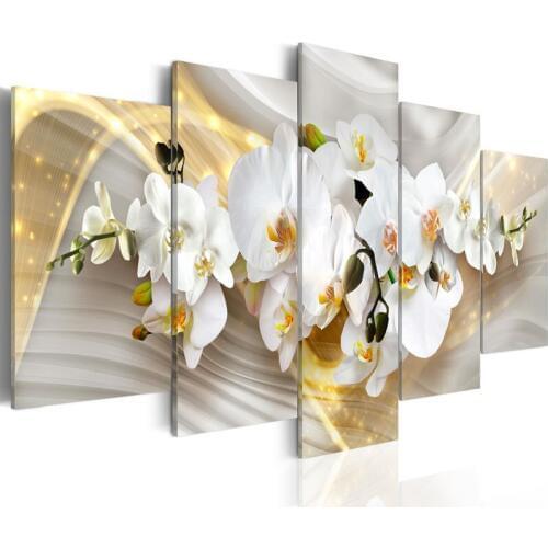 Cross Stitch Painting Magnolia Flower 5D Diamond Home Decor Mosaic 5 Pcs Picture Modern Embroidery Pattern Full Round Drill Wall