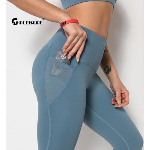 CHRLEISURE Mesh Sport Leggings Sexy Peach Hip High Waist Hip Lift Nudity Running Yoga Pants Tight Breathable Gym Sportswear