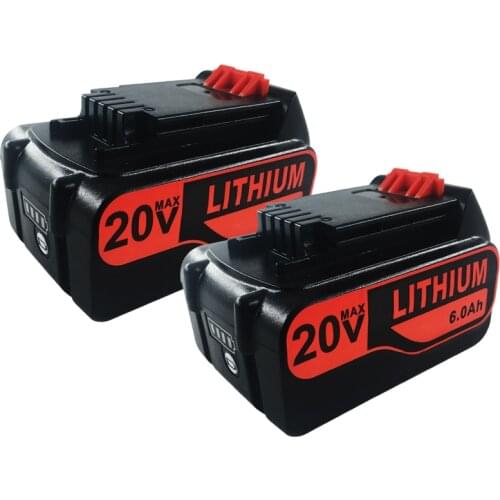 5000/6000mAh Li-ion Rechargeable Battery Power Tools 5.0/6.0Ah Replacement Battery for BLACK&DECKER LB20 LBX20 LBXR20 BL2018 L70