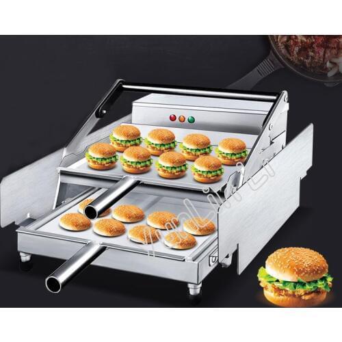 12pcs x 2 Layers Hamburger Baking Machine Commercial Fast Heating Burger Maker Joint Equipment with Non-Stick Pan GD-212